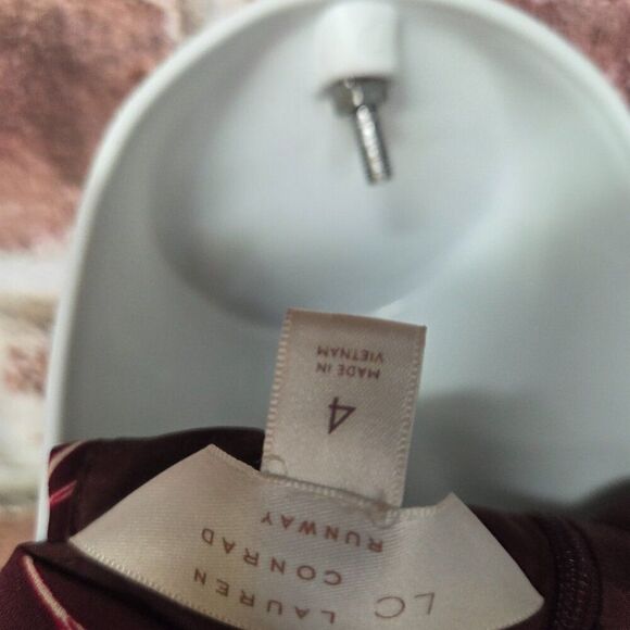 Lauren Conrad Runway Dress 4 | Maroon Floral Halter Neck Midi Coquette Chic - Picture 7 of 7